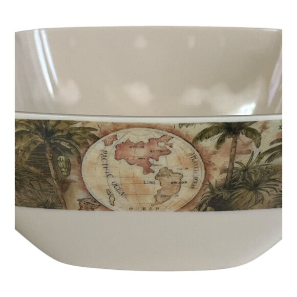 Set of 3 Melamine Safari Map Bowls – Vintage Jungle Design, 5.5” Square, Made in - Picture 3 of 5